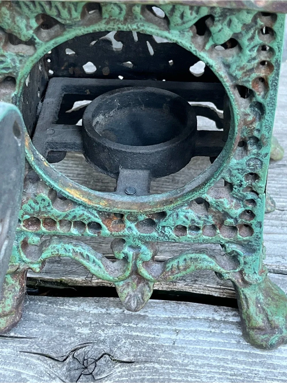 Decorative Green Patina Cast Iron Pagoda Lantern - Home Accents